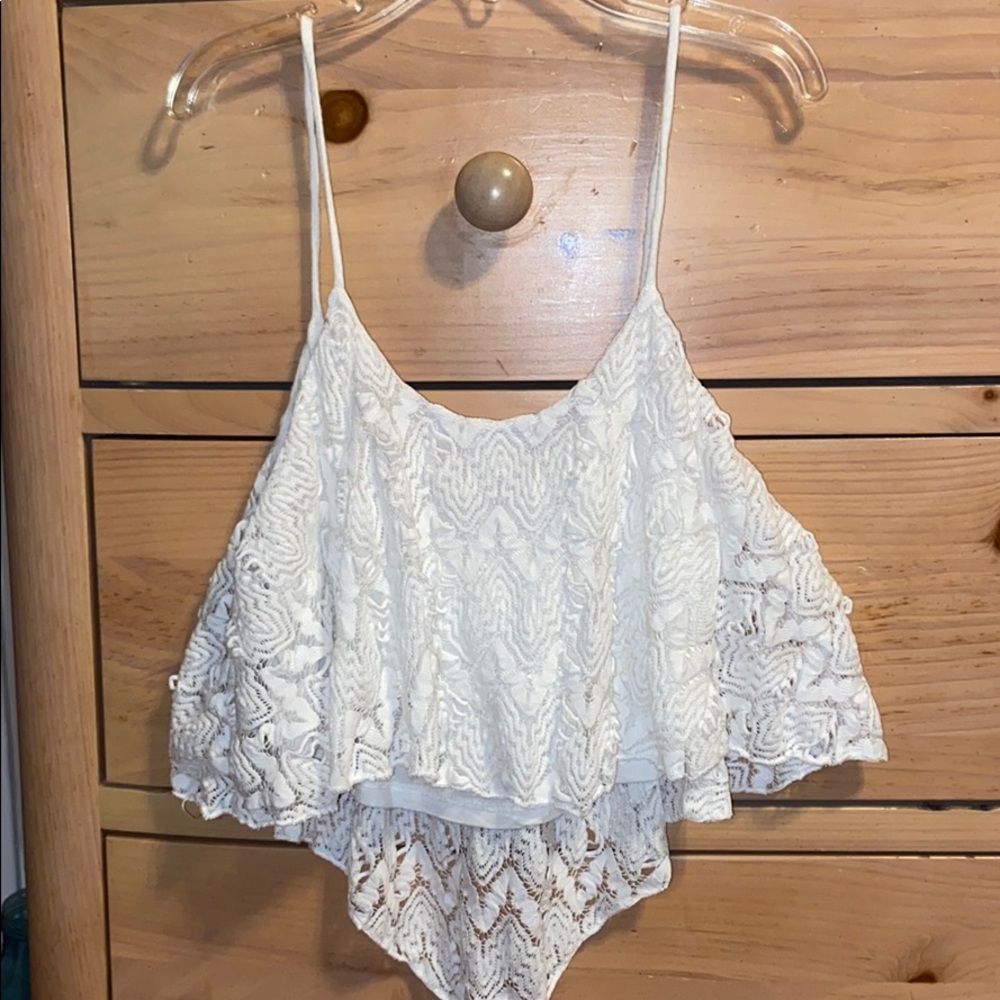 Charlotte Russe Laced Crop Tank Top